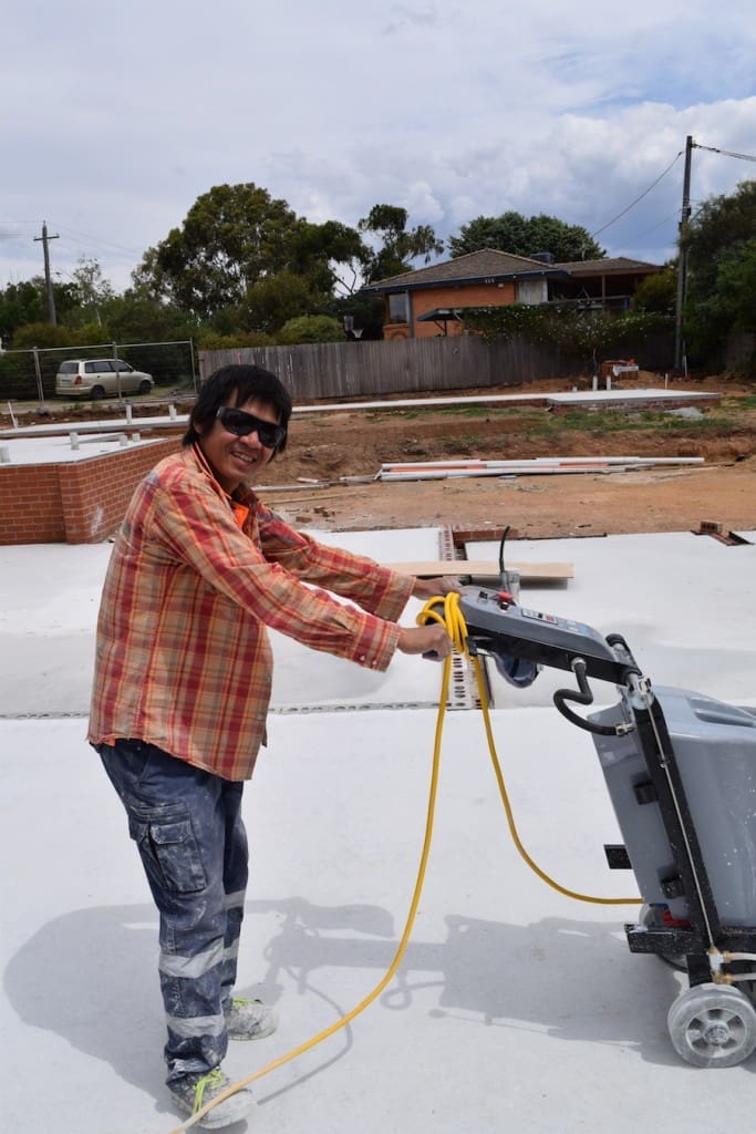 Polishing the concrete