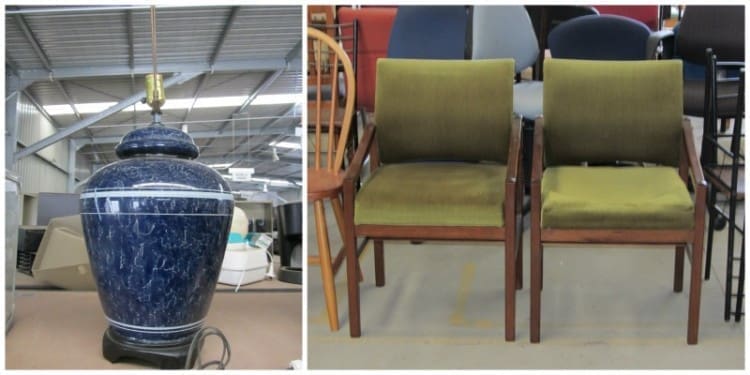 Lamp and green chairs