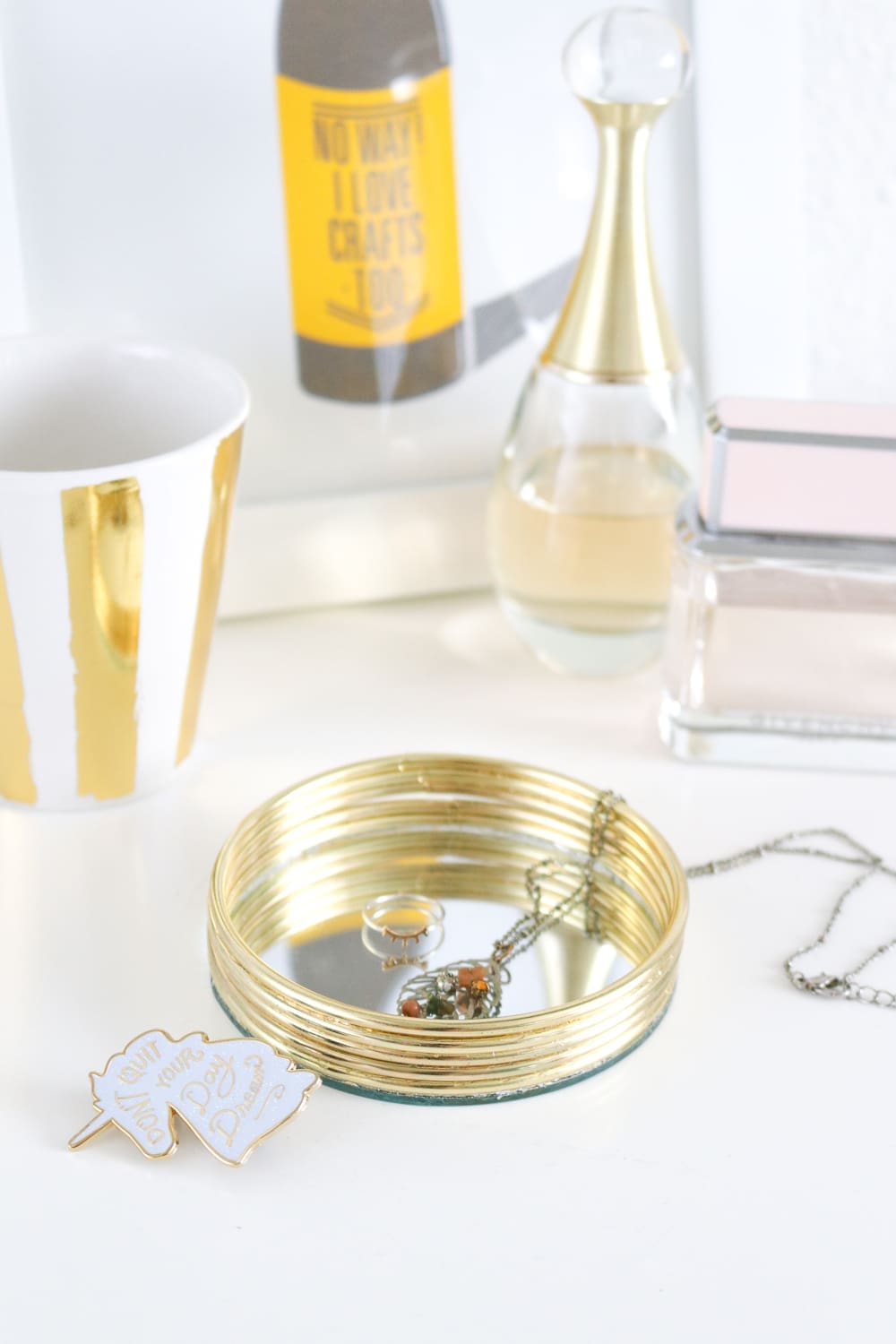 mirrored trinket dish DIY