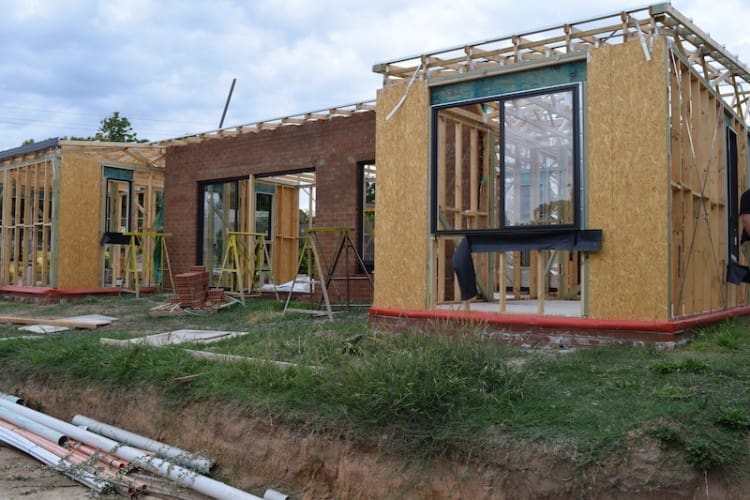 Small house bricked up bricks and windows