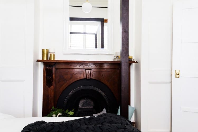 Fireplace and mirror