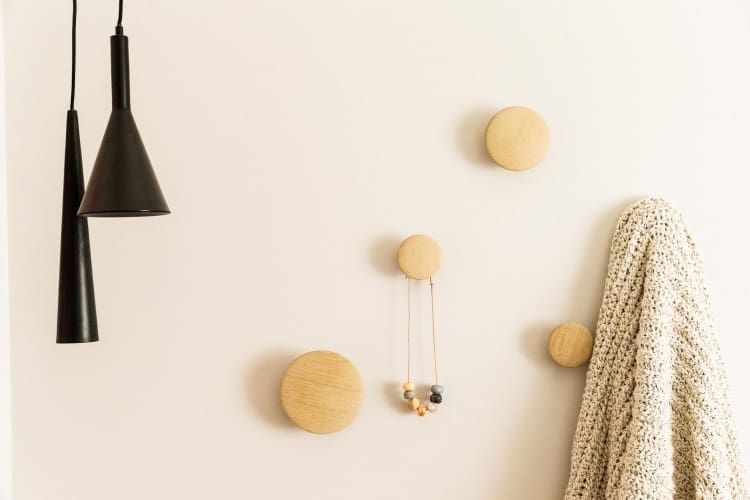 close up of wall hooks