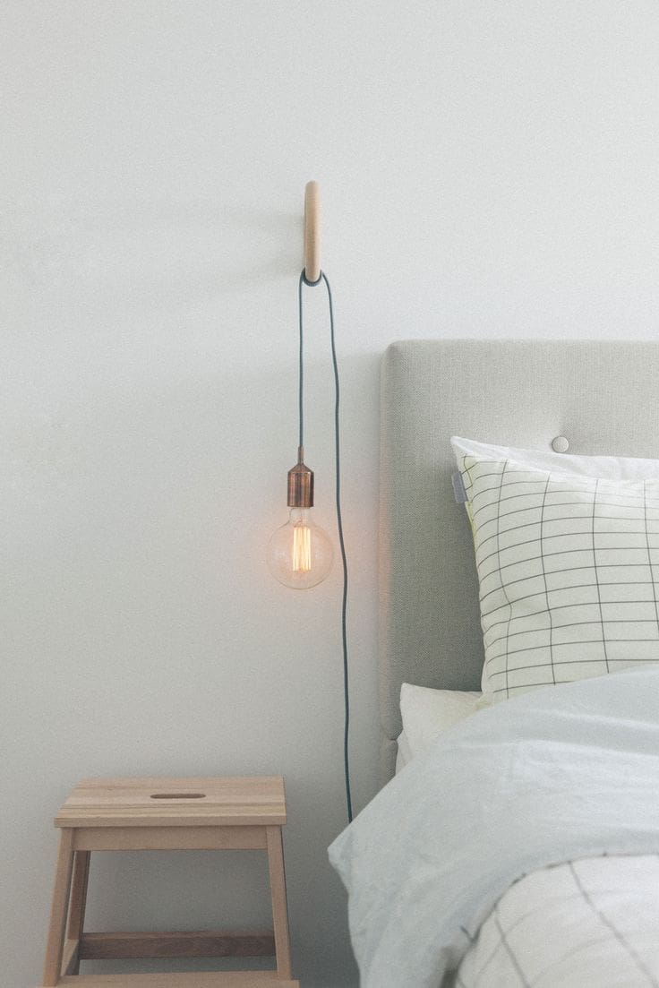 White, grey and copper bedroom 