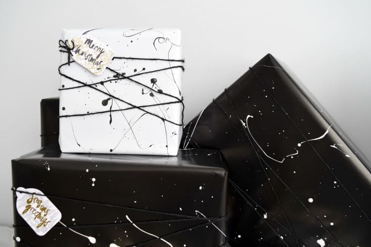 DIY splatter wrapping paper