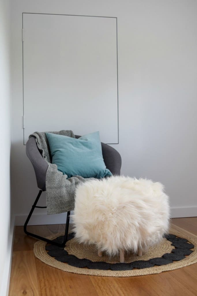 Before and After Old Vinyl Ottoman Gets a Fresh New Look