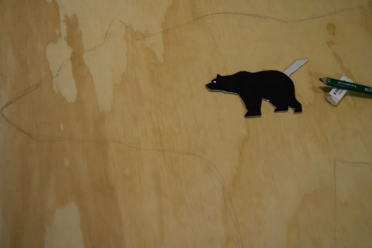 Draw bear onto ply