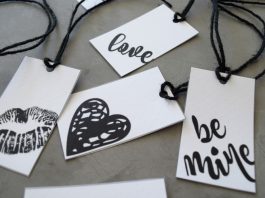Close up of gift tags