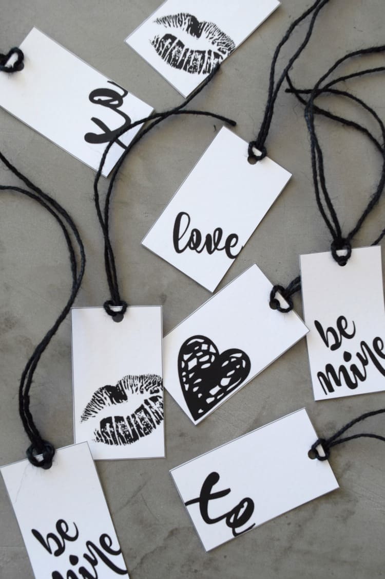 Printable Valentine tags, Love hang tags, Valentine's day gift tag