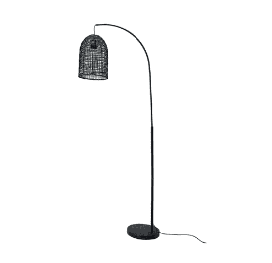 Black rattan deals shade floor lamp