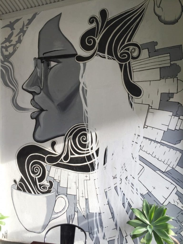 Black and white mural