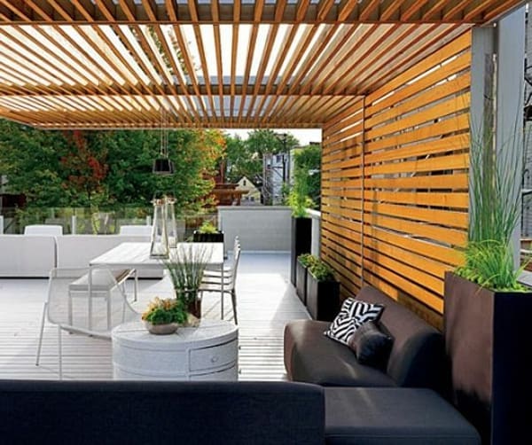 Timber slat pergola