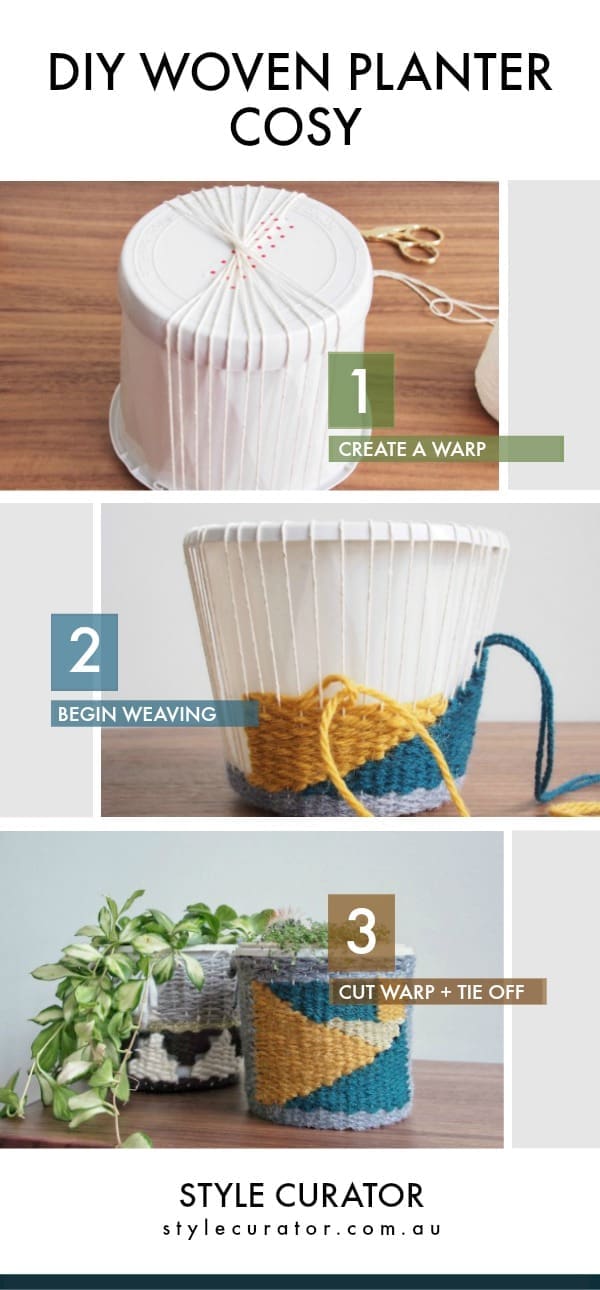 DIY woven planter cosy