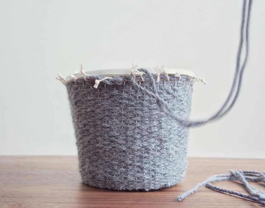 Pot plant basket Woven planter cosy tutorial