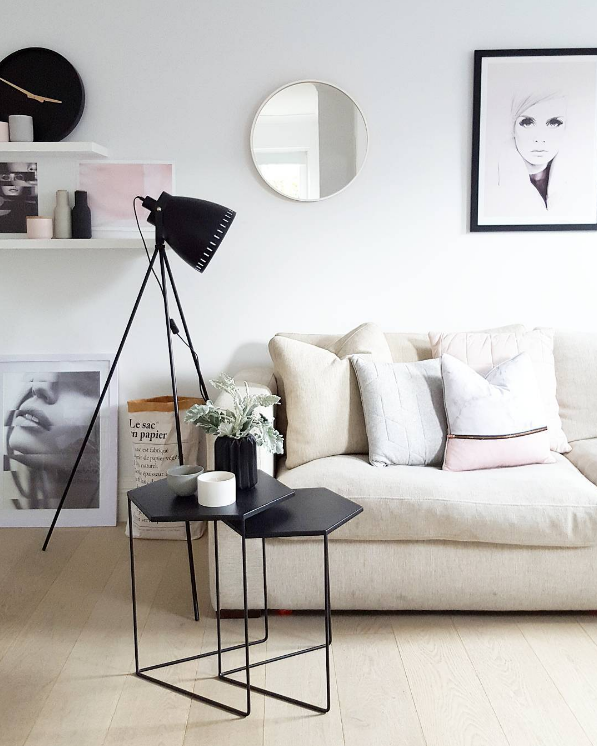 Blush pink and grey living room, how to pull off the look