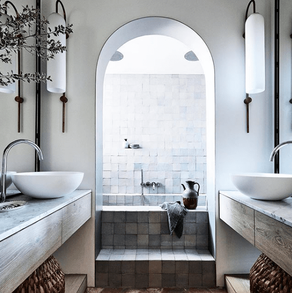 Arch doorway and grey tiles