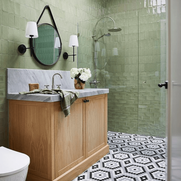 Green and mosaic tile by Kate Walker