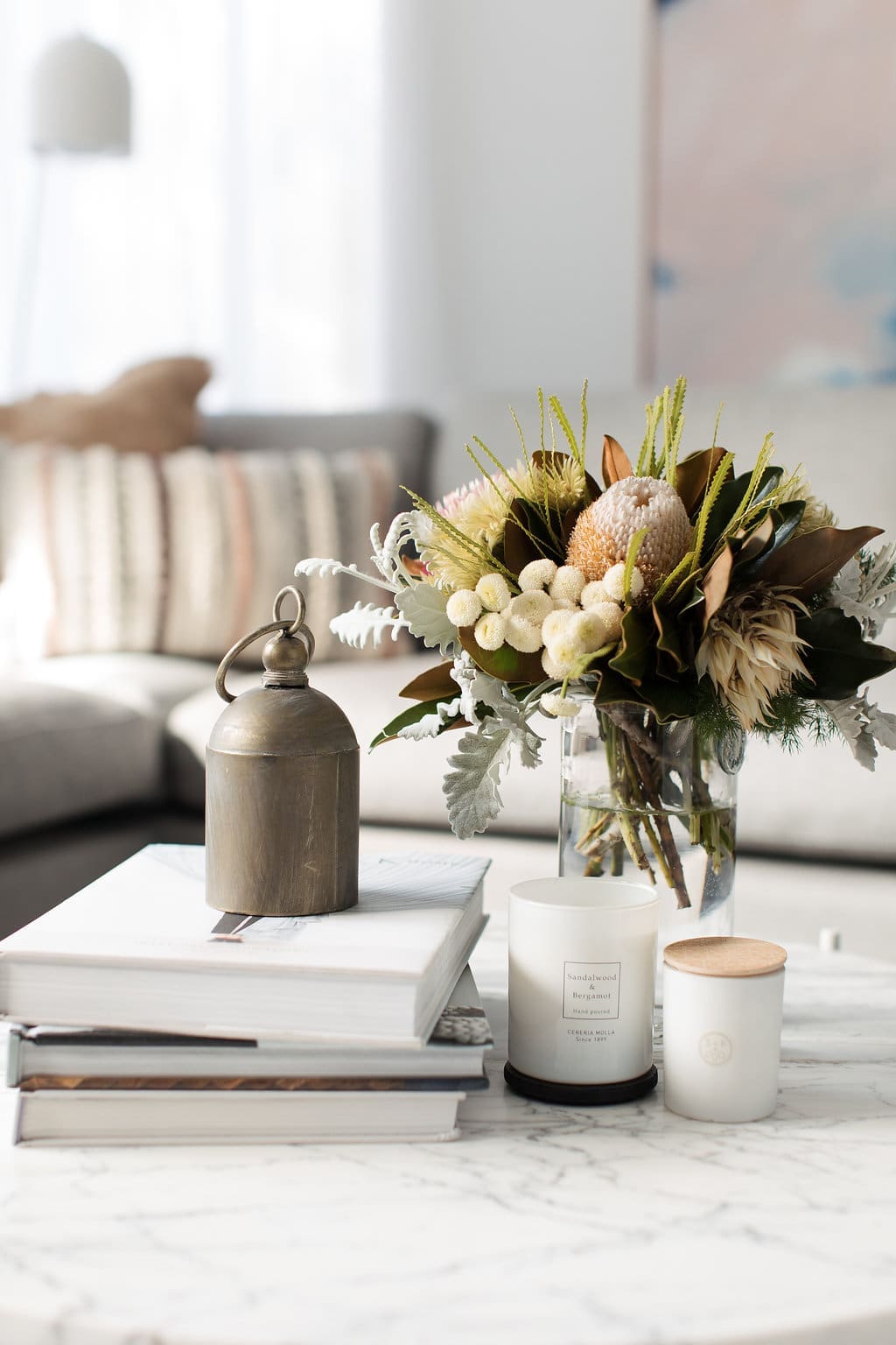 Candle coffee table styling