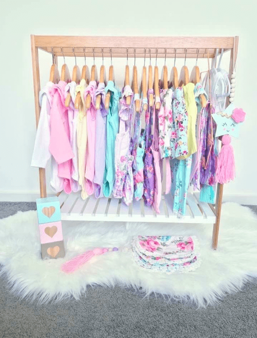 Kmart towel rack as kids clothing rack