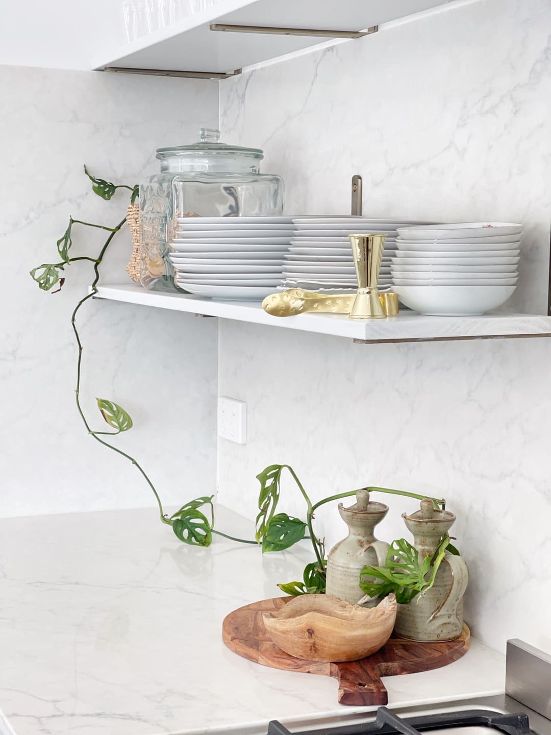 Shelf detail from Naomi Findlay kitchen renovation affordably update your kitchen