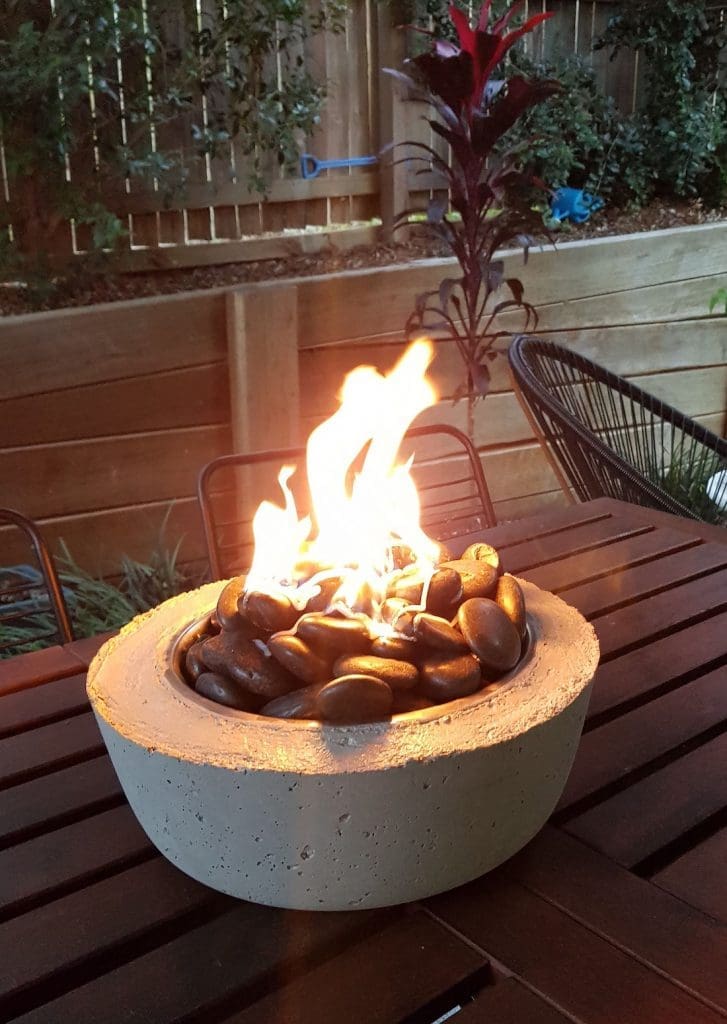 Firepit flame in mini fire bowl