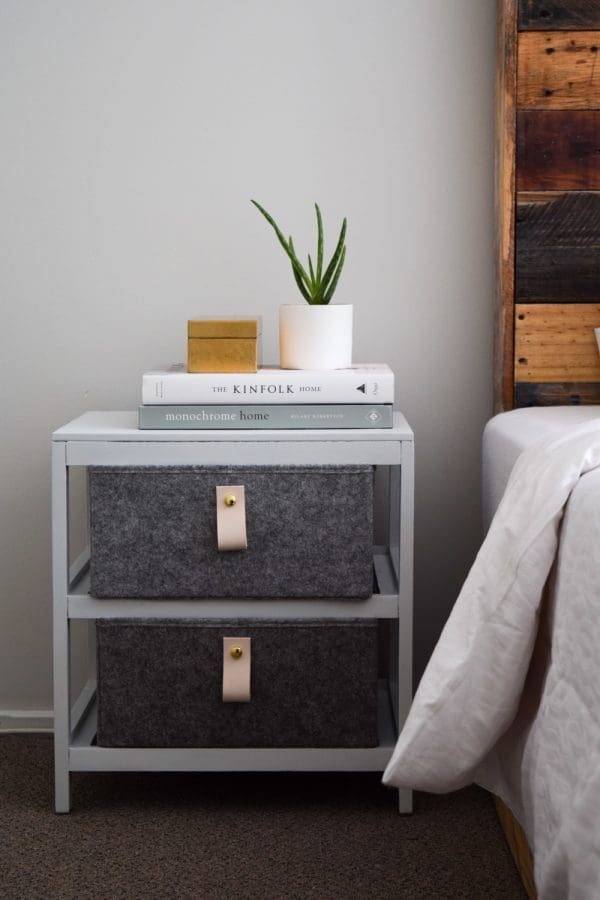 Kmart hack side table Dark and wicker to light and felt Scandistyle