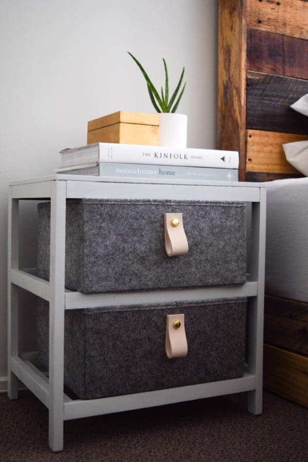 Kmart hack side table Dark and wicker to light and felt Scandistyle