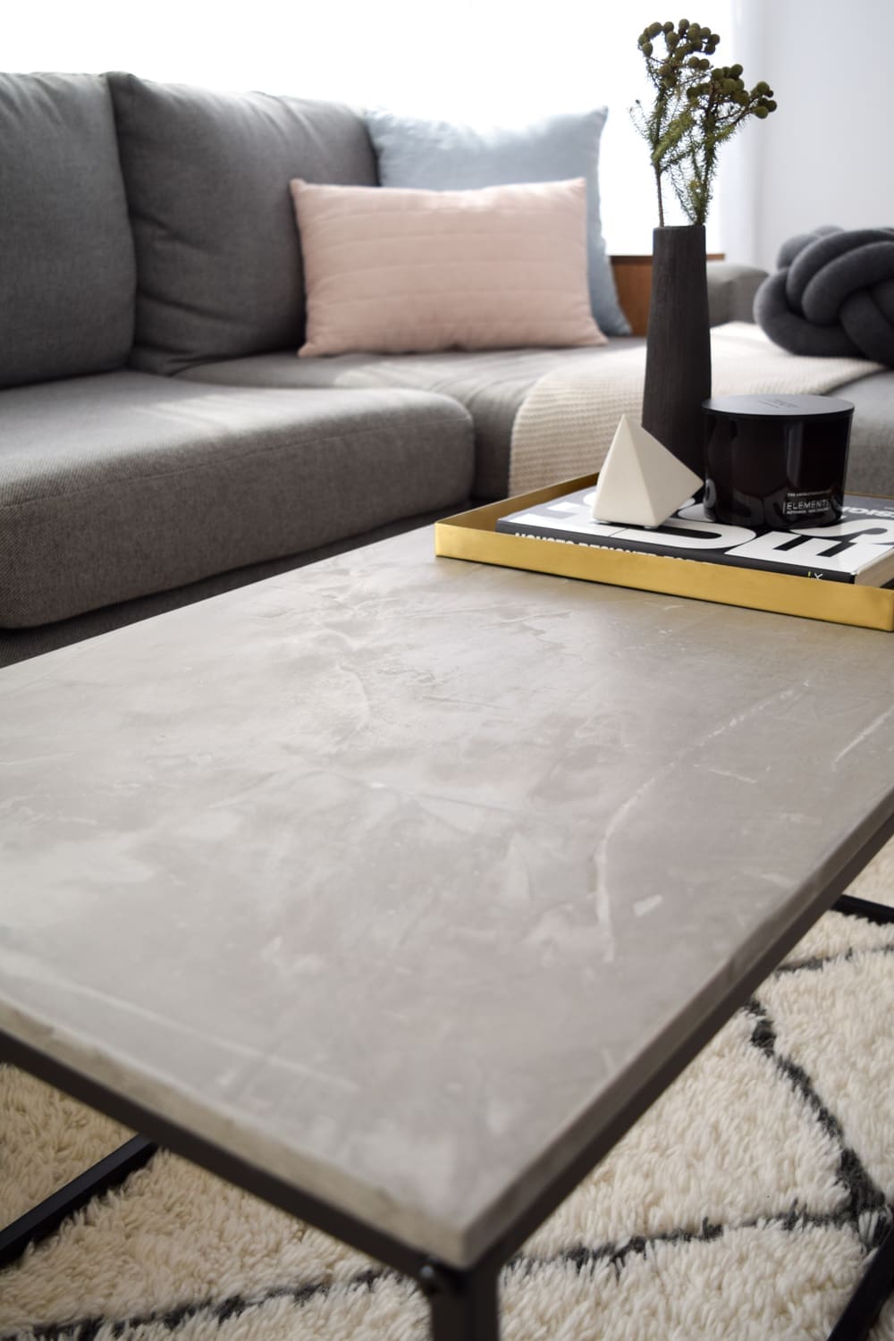 Kmart hack coffee table: Cheap veneer to luxe concrete top industrial