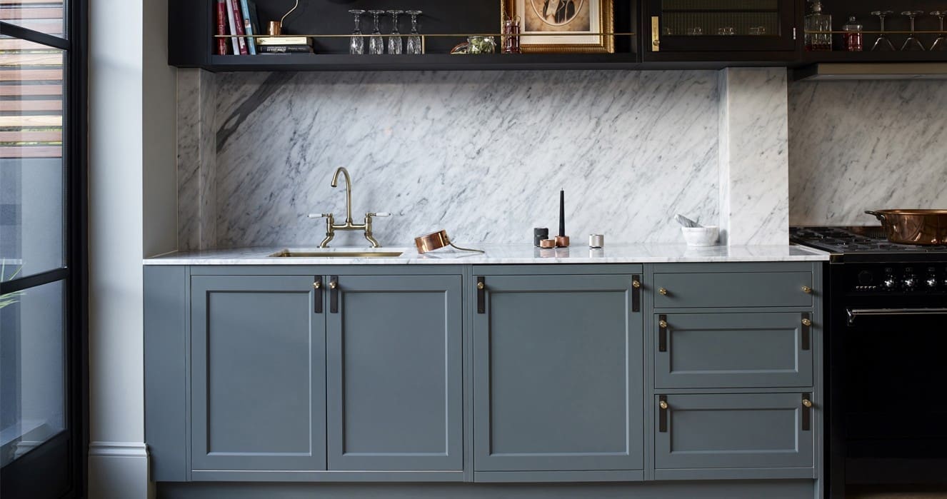 Light Grey Kitchen with Brass Kitchen Hardware - Buster + Punch