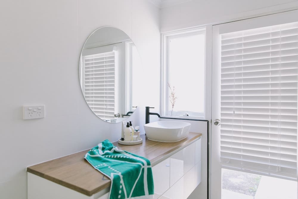 Floating timber vanity full house renovation