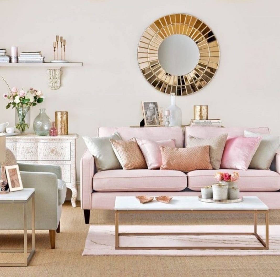 Blush pink and grey living room, how to pull off the look