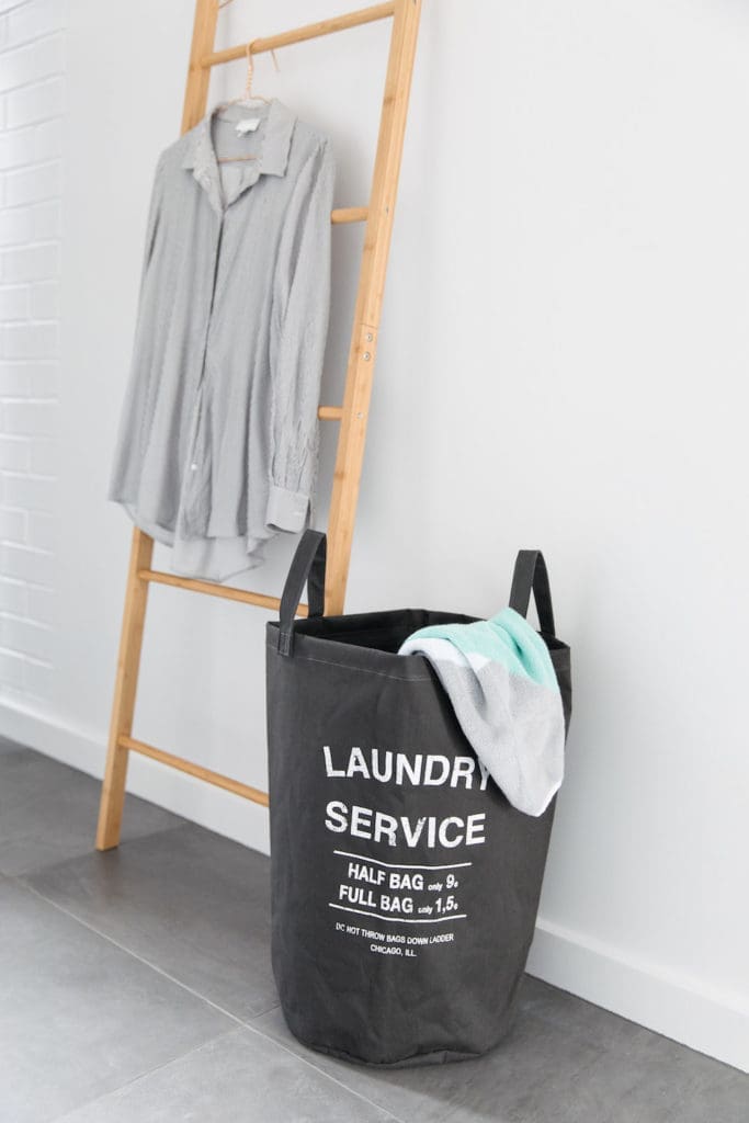 Laundry basket and ladder