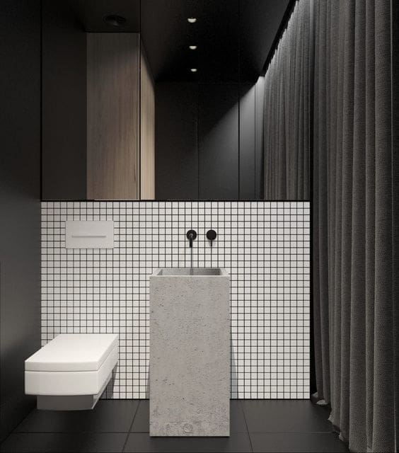 Grid bathroom feature tile