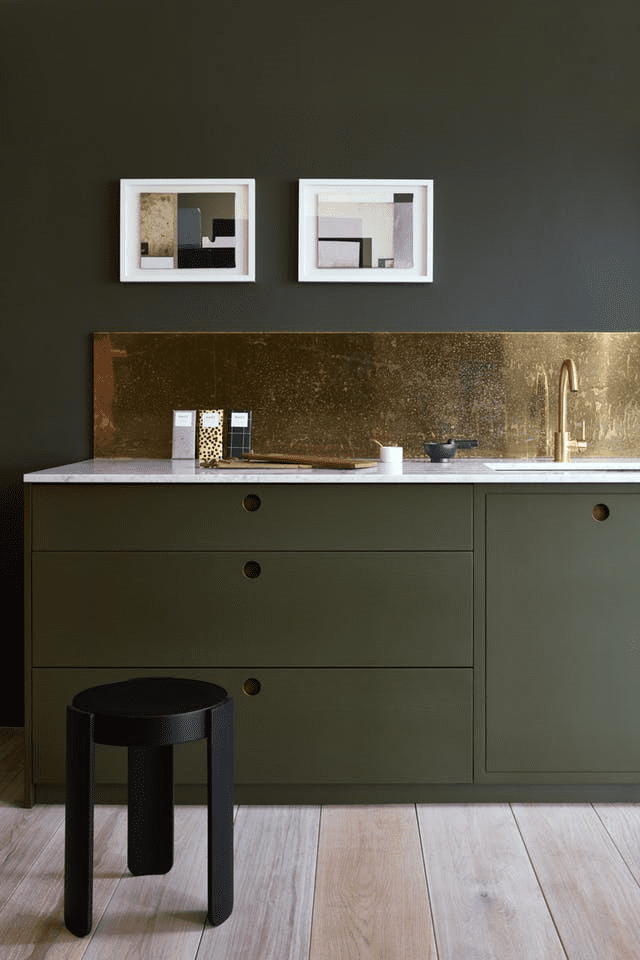 Brass Splashback Kitchen cabinets other than white