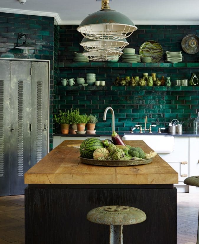 Green tile splashbacks