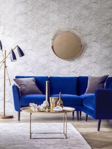 Blue velvet couch