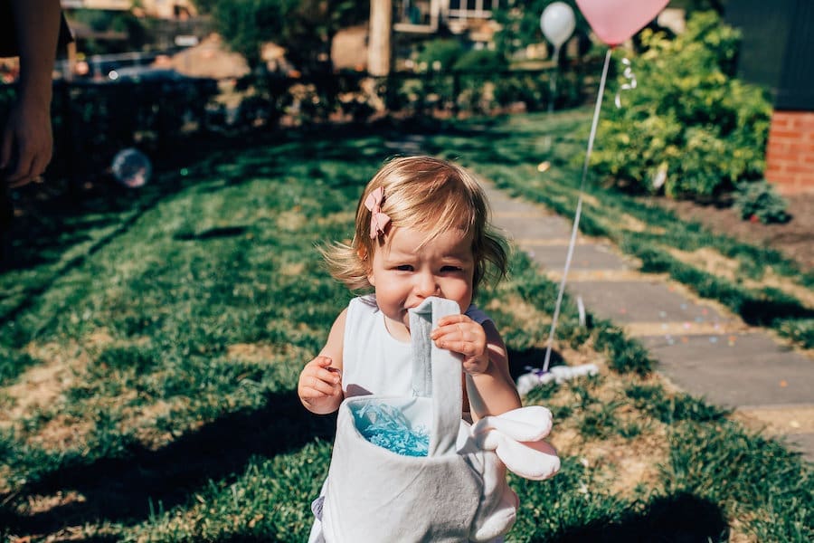 Holding Easter basket