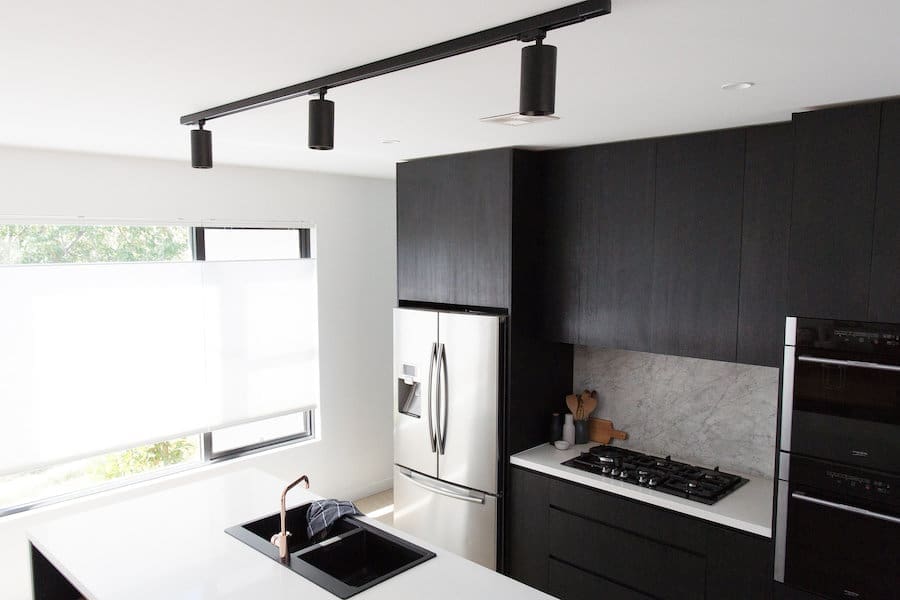 black track lighting in kitchen