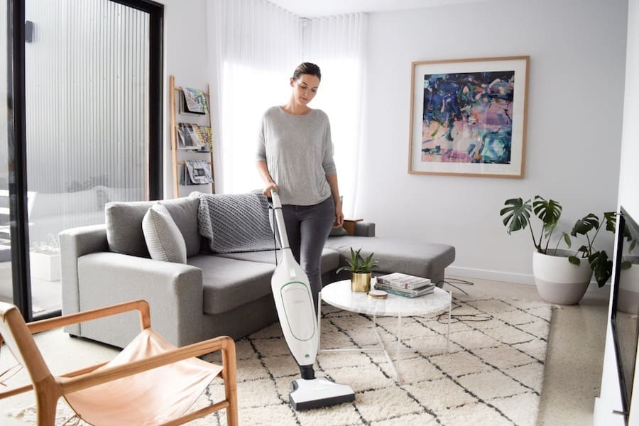 Vacuuming carpet