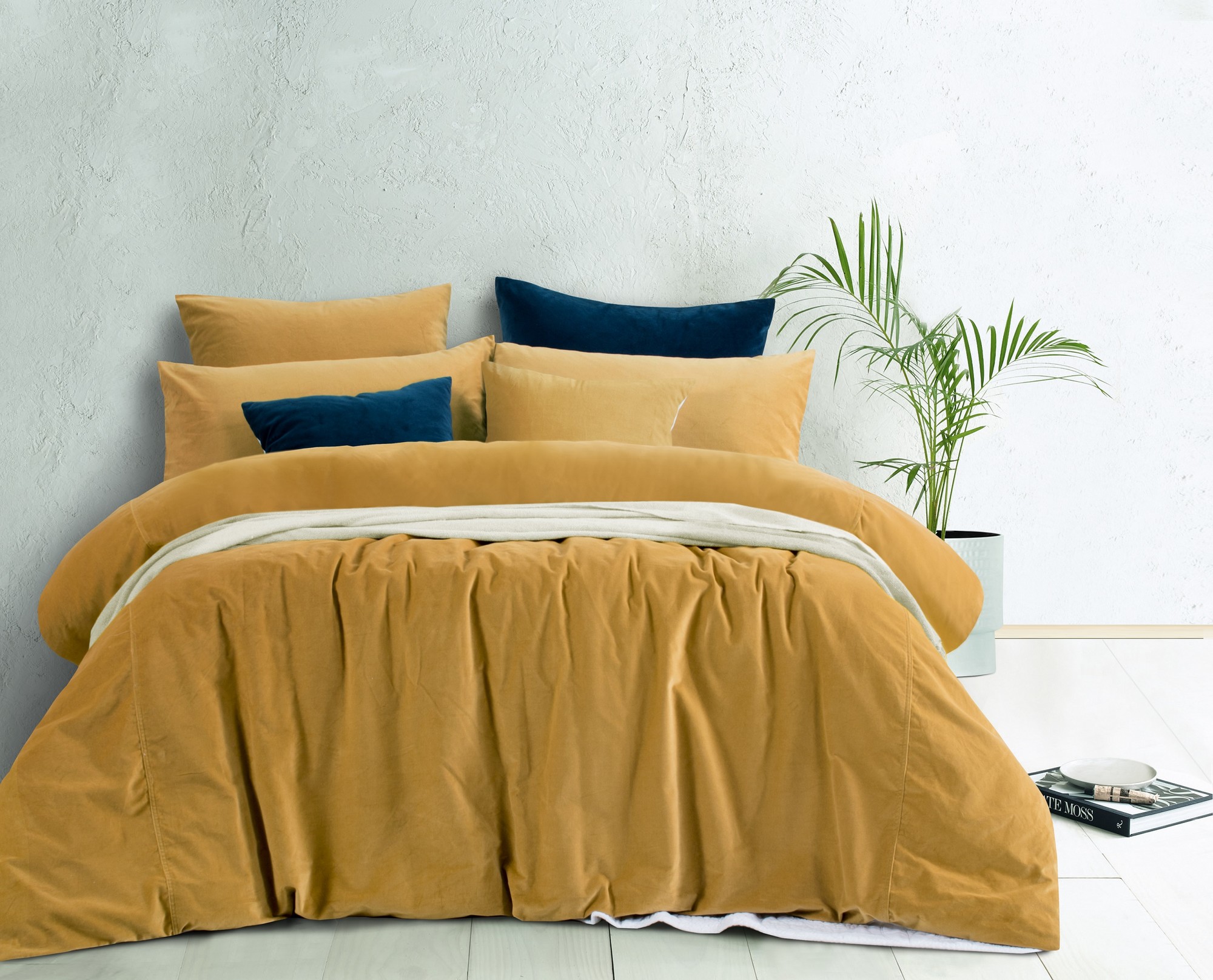 Gold yellow cotton velvet autumn bedding