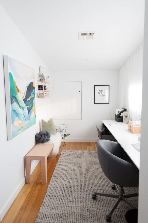 Desk before and after black and white desk makeover