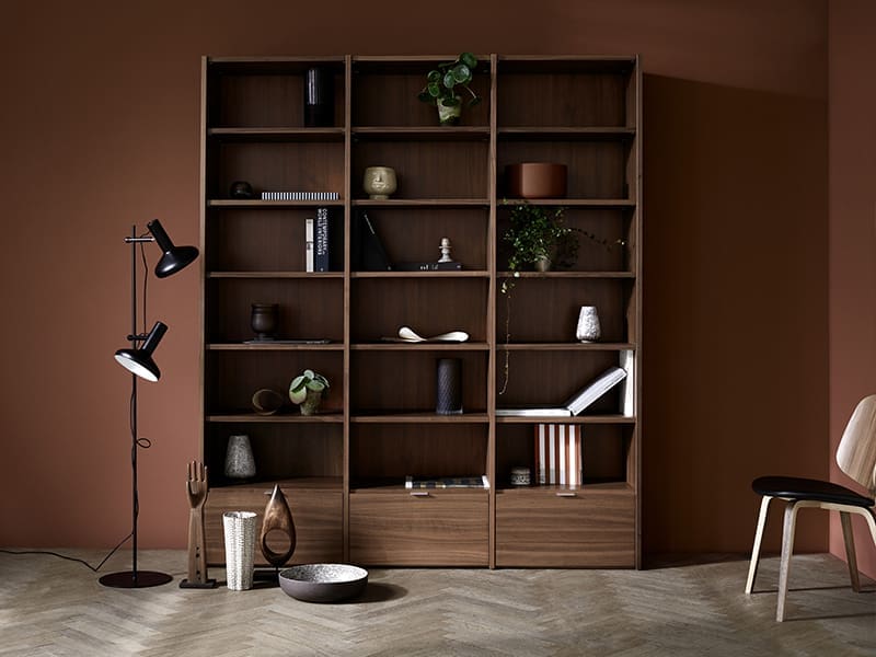 Walnut veneer bookcase