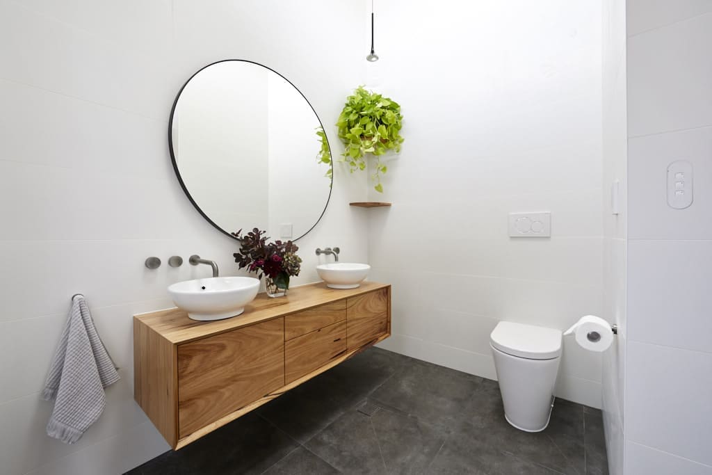 Floating timber vanity