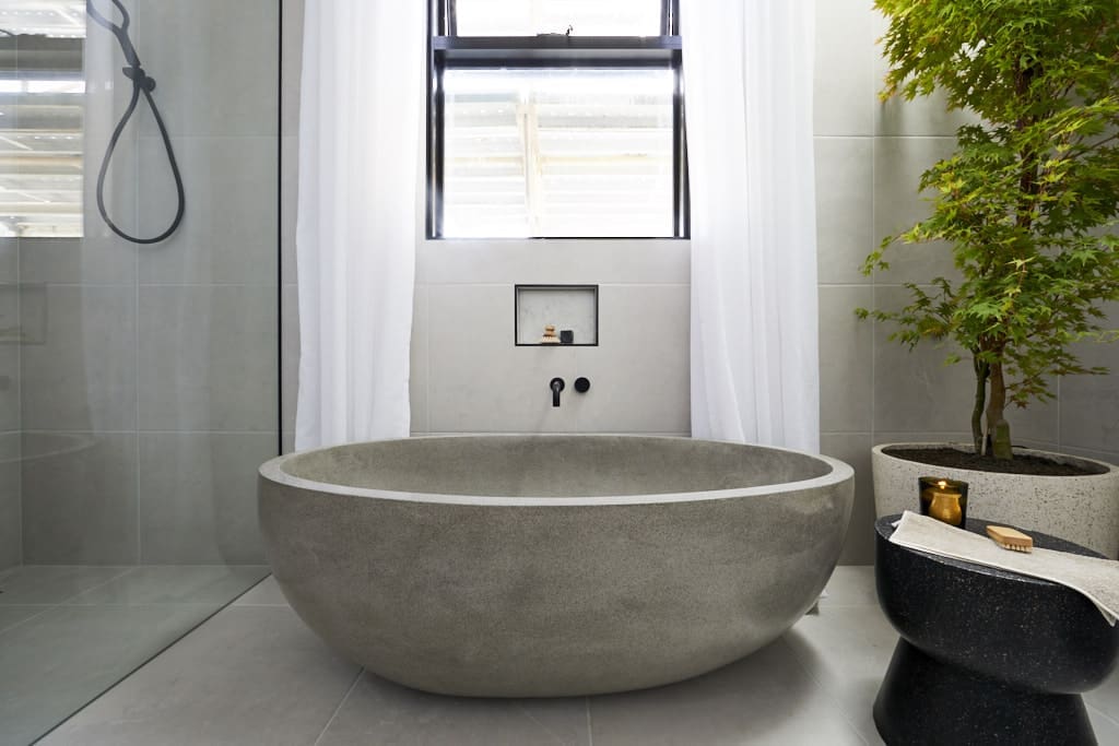 Grey stone bath