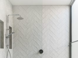 Handmade subway shower wall