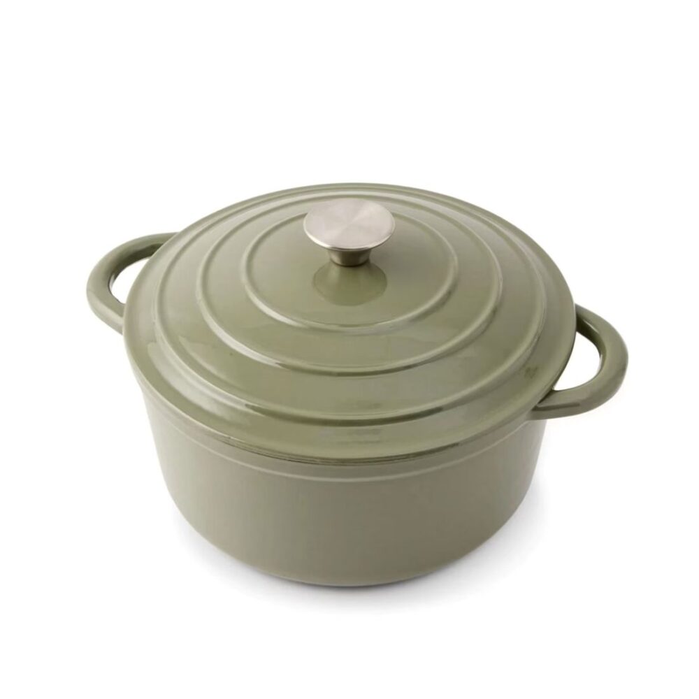 Sage green enamel cast iron Dutch oven