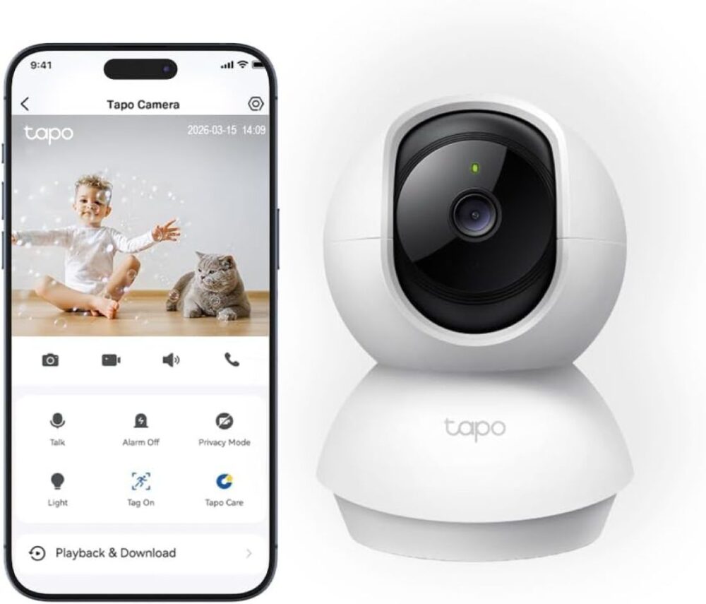 White pan tilt indoor security camera