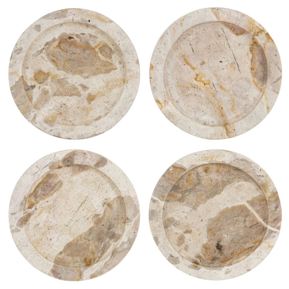 Round beige marble coaster set