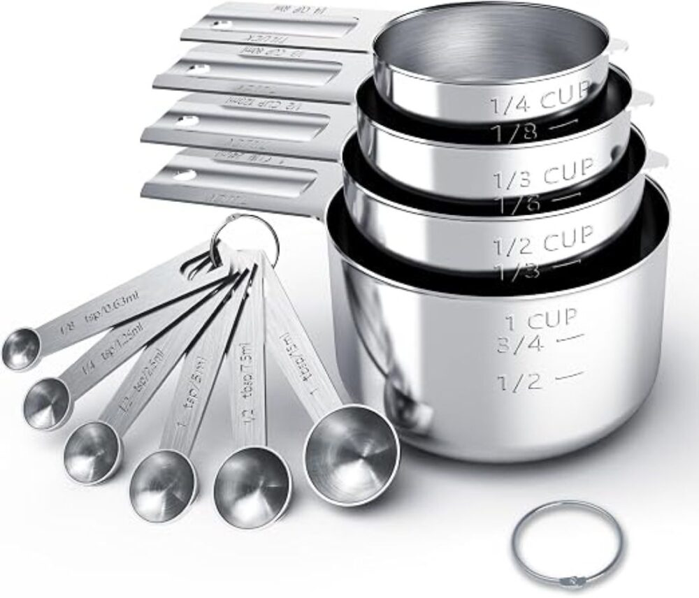 Stainless steel measuring cups and spoons