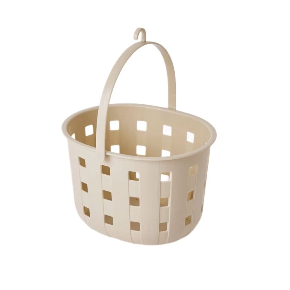 Hanging plastic peg basket with hook
