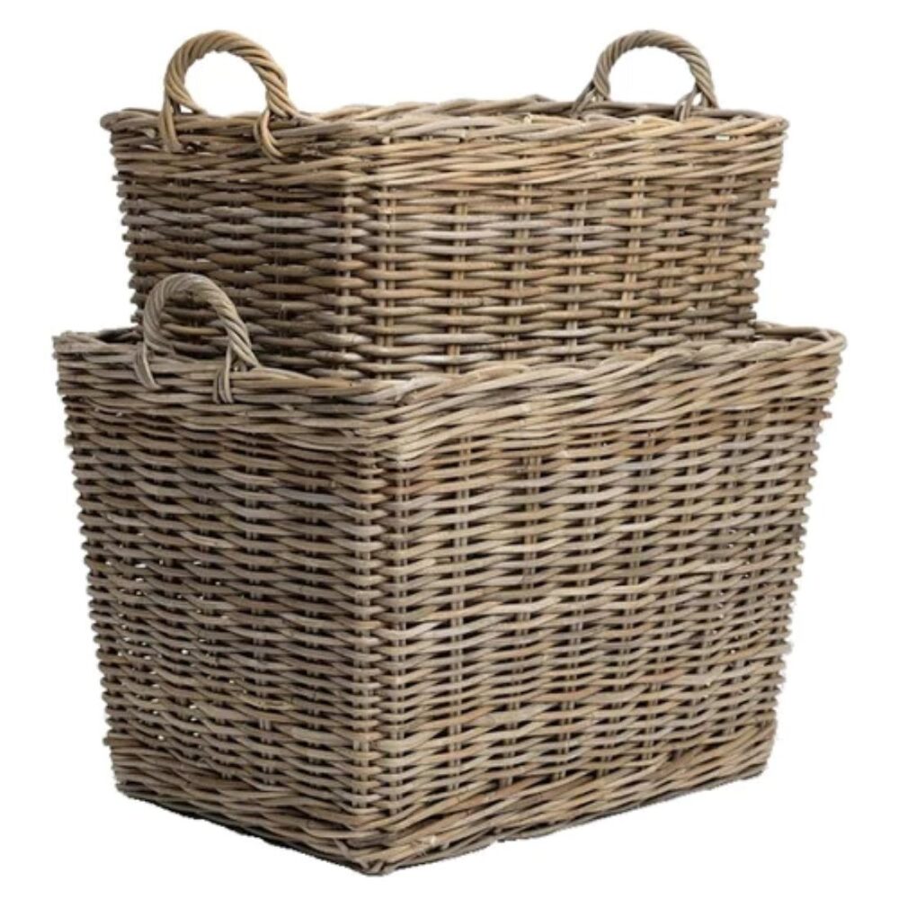 Woven rattan storage basket set